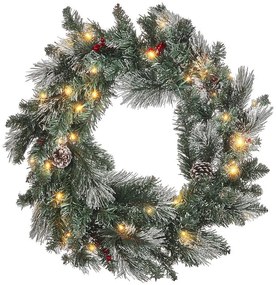 Vianočný veniec so svetielkami ⌀ 40 cm zelený WAPTA Beliani