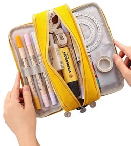 KIK Školský peračník trojité vrecúško vanity prípad 3v1 žltá