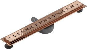 Mexen Flat 360°, lineárny podlahový žľab 70 cm, ružové zlato, 1623070-40