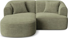 Zelená menčestrová rohová pohovka (ľavý roh/s leňoškou) Campi – Cosmopolitan Design