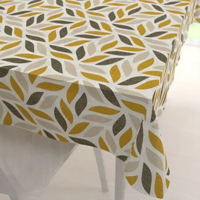 Biante Bavlnený obdĺžnikový obrus Sandra SA-423 Zlato-hnedé listy na krémovom 140x160 cm