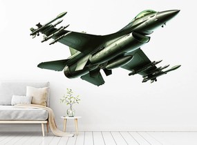 Stíhačka F16 textilní prelepiteľná nálepka na stenu list 75 x 38 cm