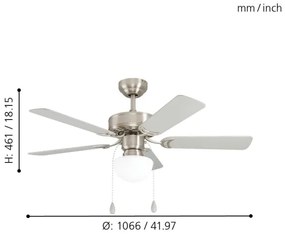 Eglo 35074 - Stropný ventilátor CADIZ 1xE27/40W/230V