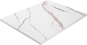 Obdĺžniková sprchová vanička z SMC kompozitu REA BAZALT CARRARA 100x80 cm, biely mramor