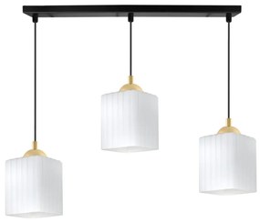 Závesné svietidlo Riffle Square, 3x biele sklenené tienidlo, b/g