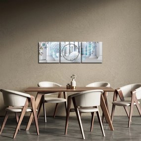 Abstraktný obraz v antickom štýle (s hodinami) (90x30 cm)