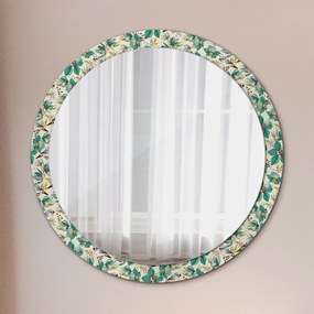 Okrúhle zrkadlo s potlačou Kvety a vtáky fi 100 cm