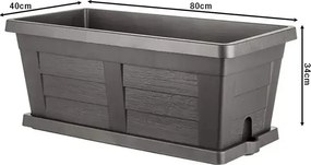 Bama Záhradný veľkoobjemový truhlík Legno antracit, 80 x 40 x 35 cm, 80 cm