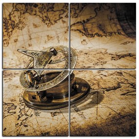 Obraz na plátne - Kompas na mape antického sveta - štvorec 3999FD (60x60 cm)