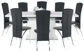 Rozkladací jedálenský stôl, biela vysoký lesk HG, 160-200x90 cm, KORINTOS
