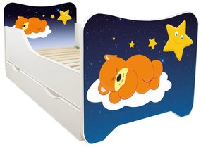 TOP BEDS Detská posteľ Happy Kitty 140x70 Medvedík so zásuvkou