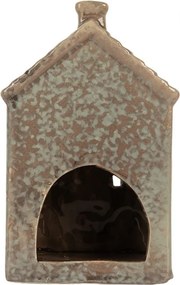 Zelený keramický domček na čajovú sviečku Lamont - 10*8*15 cm