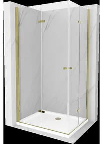 Mexen Lima Duo sprchová kabína, skladacie dvere 90 x 80 cm, transparentnéné, zlatá + závesný bidet Flat