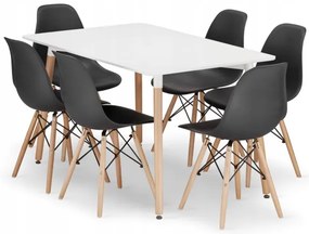 Jedálenský stôl ADRIA biely so šiestimi stoličkami OSAKA čierne