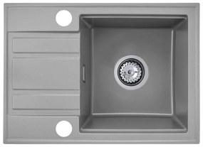 Gamma Modern 6040, 1-komorový granitový drez 580x420x185 mm s krátkym odkvapkávačom, šedá, GMA-ZM-6040-G