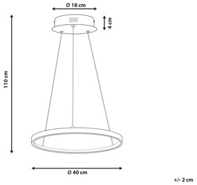 Závesná kovová LED lampa ø 40 cm strieborná JORDAN Beliani