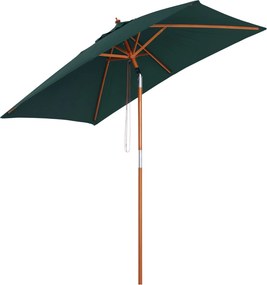 Záhradný slnečník Outsunny 200x150 cm Oblúkový slnečník s nastaviteľným uhlom a dreveným stĺpom pre terasu Zelený | Aosom