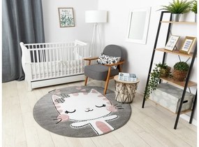 styldomova Detský sivý koberec PETIT mačička kruh