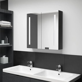 LED kúpeľňová zrkadlová skrinka žiarivá čierna 62x14x60 cm
