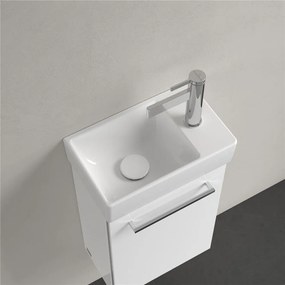 VILLEROY &amp; BOCH Avento závesné umývadielko s otvorom vpravo, bez prepadu, 360 x 220 mm, biela alpská, s povrchom CeramicPlus, 43003LR1
