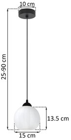 Závesné svietidlo Costa, 1x biele sklenené tienidlo, b