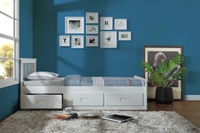 Jednolôžková posteľ LEMOS 90 + zásuvky, biela