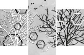 Abstraktný obraz so stromami (90x60 cm)