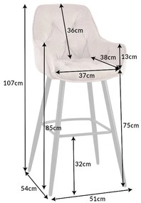 Barová stolička Milano champagne velvet