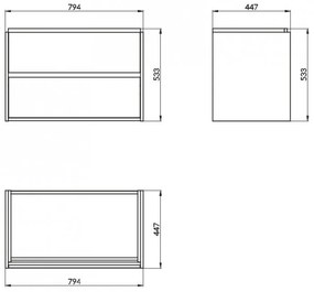 Cersanit Crea, závesná skrinka 794x447x533 mm, biela lesklá, S924-004