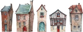 Obraz - Akvarelové domčeky (120x50 cm)