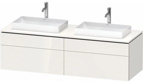 DURAVIT L-Cube závesná skrinka pod dve umývadlá na dosku, 4 zásuvky, 1620 x 550 x 482 mm, biela vysoký lesk, LC4873B22220000