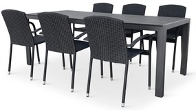 Záhradný jedálenský set Viking XL 190cm + 6x ratanová stolička Roma