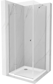 Mexen Roma, sprchovací kút 80 (dvere) x 80 (stena) cm, 6mm číre sklo, chrómový profil + slim sprchová vanička 5cm, 854-080-080-01-00-4010