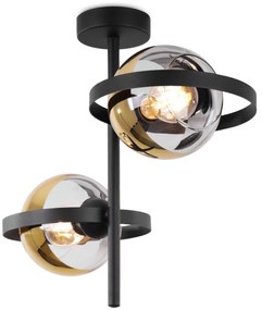 Stropné svietidlo Asturia Ring, 2x zlaté/transparentné sklenené tienidlo, B