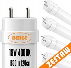 4x LED trubicové svetlo 18W T8 120cm 1800lm 4000K neutrálna biela