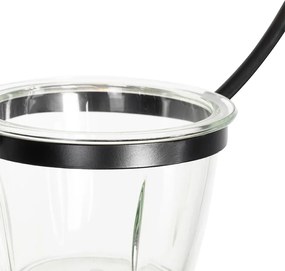Moderné stropné svietidlo čierne so sklom okrúhle - Roslini