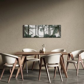 Obraz - Jungle v rannej hmle (s hodinami) (90x30 cm)