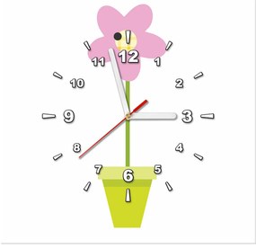 Gario Obraz s hodinami Ružový kvietok v črepníku Rozmery: 40 x 40 cm