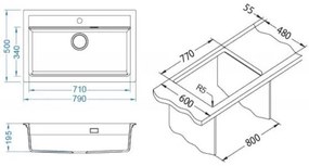 ALVEUS 1148163 - Kuchynský drez ATROX 79x50 cm granit/čierna
