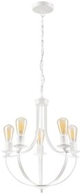 Luster na reťazi GINA 5xE27/60W/230V biela