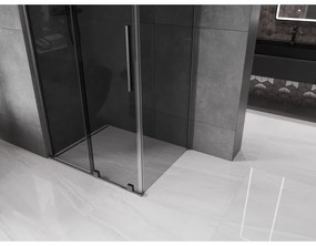Mexen Velar, sprchový kút s posuvnými dverami 140 x 100 cm, 8mm šedé sklo, grafit brúsený, 871-140-100-41-66