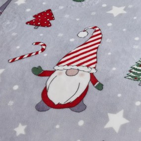 Sivé obliečky na dvojlôžko/predĺžené z mikroplyšu 230x220 cm Festive Gnomes – Catherine Lansfield