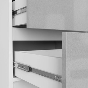 Komoda Kuba 60 cm - 5 zásuviek biela/sivá