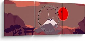 Obraz - Ilustrácie hory Fuji (s hodinami) (90x30 cm)