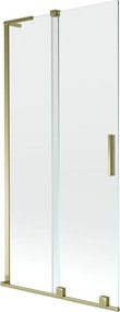 Mexen Velar L, 2-krídlová posuvná vaňová zástena 90 x 150 cm, 8mm číre sklo, zlatý lesklý profil, 896-090-003-01-50