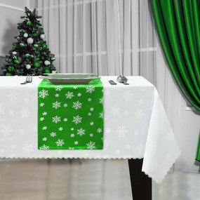 Dekorstudio Zelený Vianočný behúň na stôl s vločkami Rozmer behúňa (šírka x dĺžka): 40x220cm