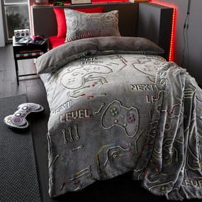 Sivá detská deka so svietiacim efektom z mikroplyšu 130x170 cm Game Over – Catherine Lansfield