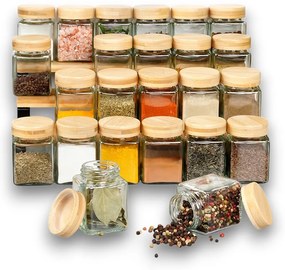 Sada 24ks hranatých koreničiek s bambusovým viečkom (24 x 100 ml) - VILDE