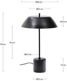 Čierna mramorová stolová lampa s kovovým tienidlom (výška 58 cm) Sayra – Kave Home