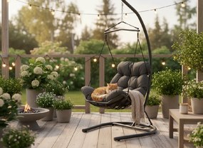 CH ZÁVESNÁ STOLIČKA TUMBER – ANTRACITOVÁ, ANTRACITOVÝ VANKÚŠ, ANTRACITOVÝ RÁM